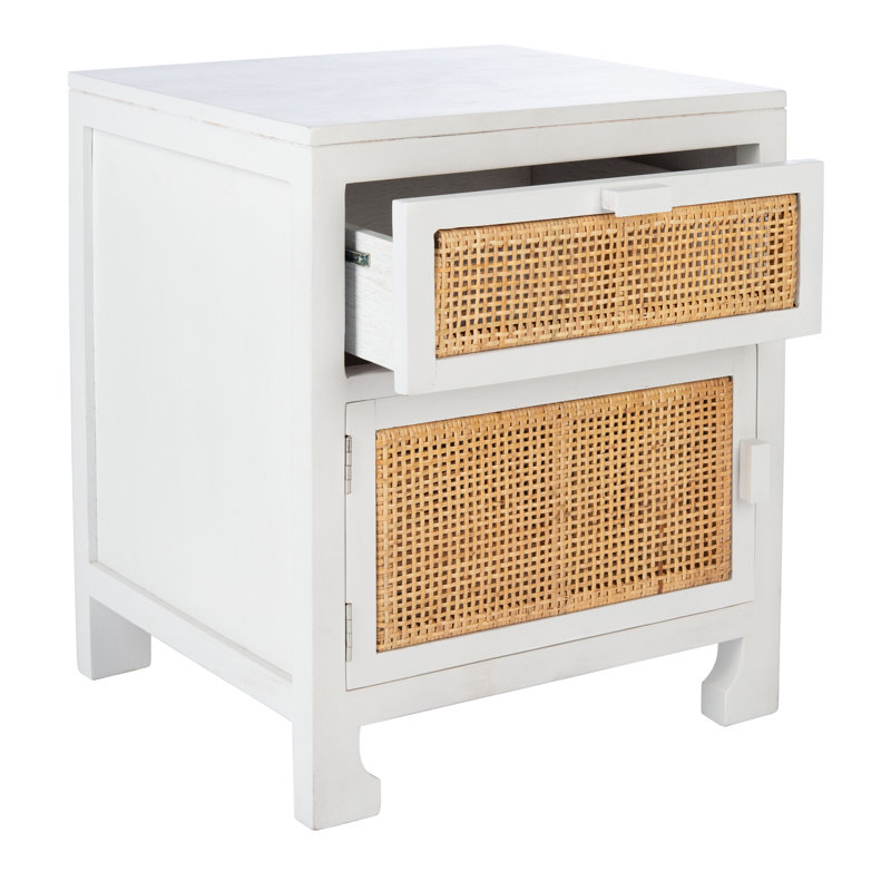 1 - Drawer Nightstand, White/Natural