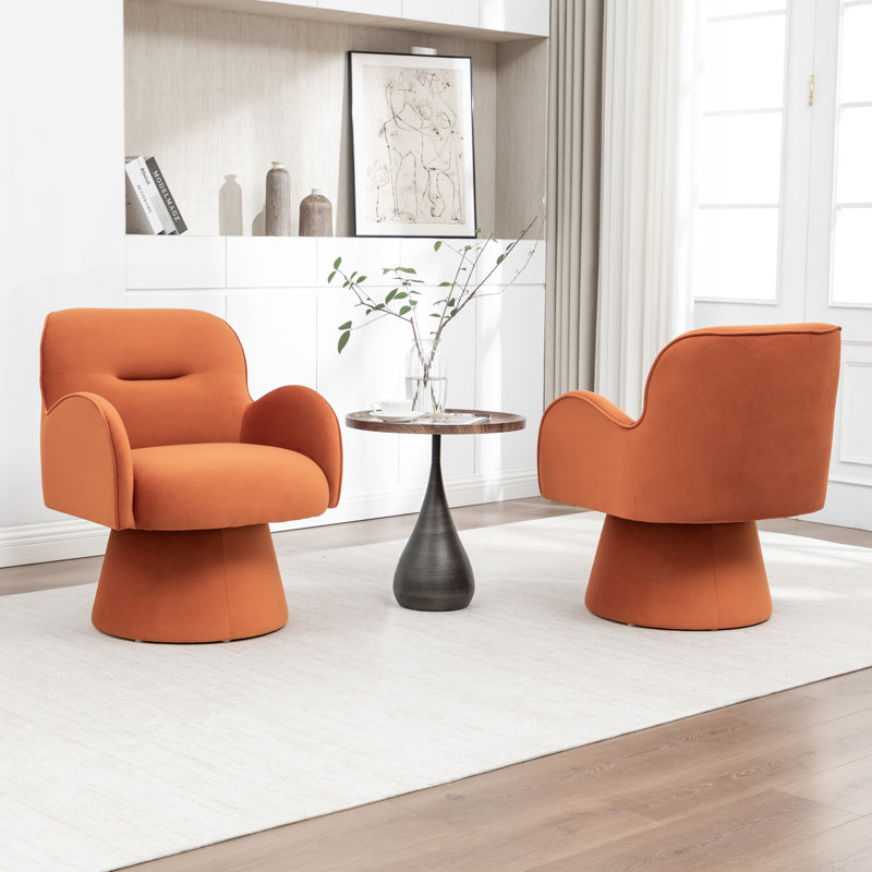 Velvet Revolving Chair, Orange