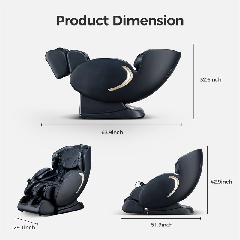 Fauteuil de massage 3D Zero Gravity, fauteuil inclinable de shiatsu complet avec application, Noir