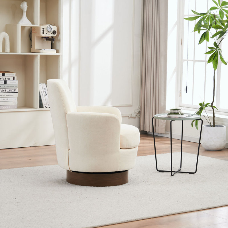 Fauteuil demi-tonneau pivotant, Polyester beige