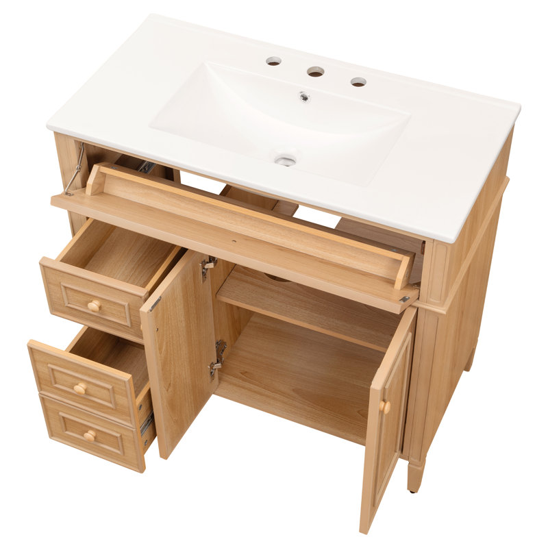 Meuble-lavabo simple 36 po avec lavabo et rangement en céramique