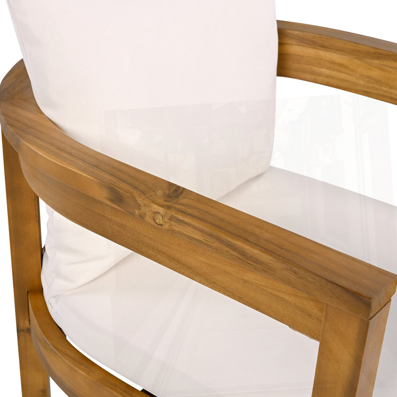 Outdoor Acacia Wood Dining Chair With Cushion Set Of 7