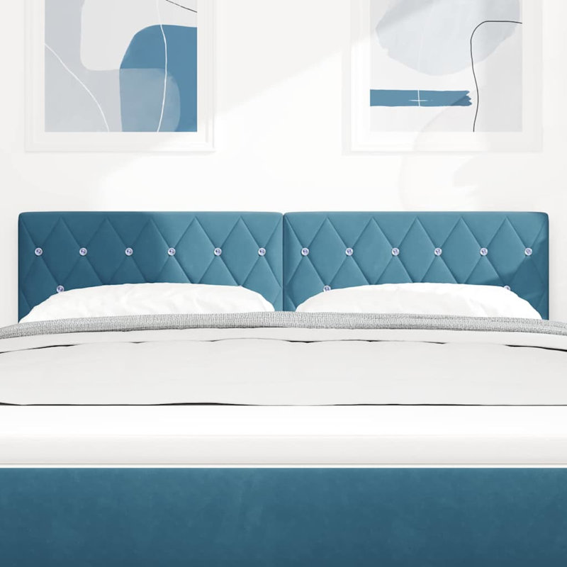  Velvet Headboard Argyle With Headboard 160 Cm Velvet, Dark blue
