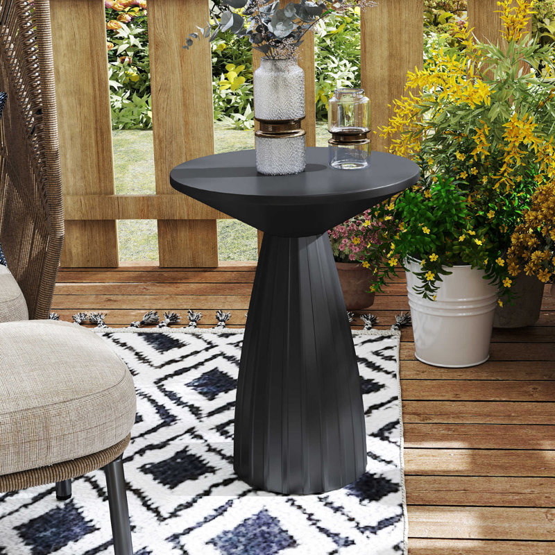Petite table d'appoint de patio, table d'appoint d'extérieur en métal sans assemblage, Noir