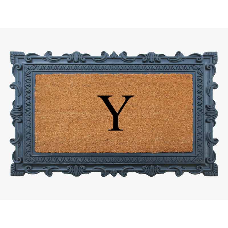Paillasson à motif de monogramme de 24 po x 36 po Carson, Y, Noir