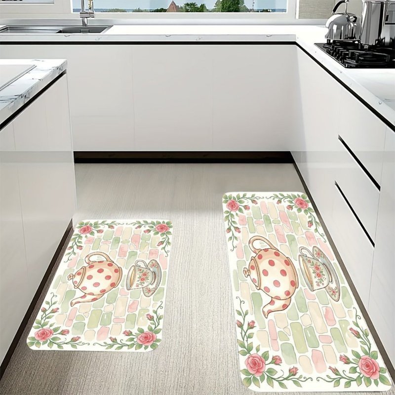 Ensemble de 2 tapis de cuisine Pastel Tea Party