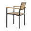 Chaise de patio moderne en bois d'acacia de style industriel avec structure en métal - teck extérieur et fauteuil noir pour la cour arrière (vendu individuellement)