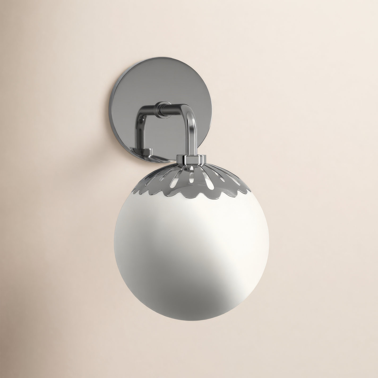 Deniaud Dimmable Bath Sconce, Polished Nickel, Opal Glossy