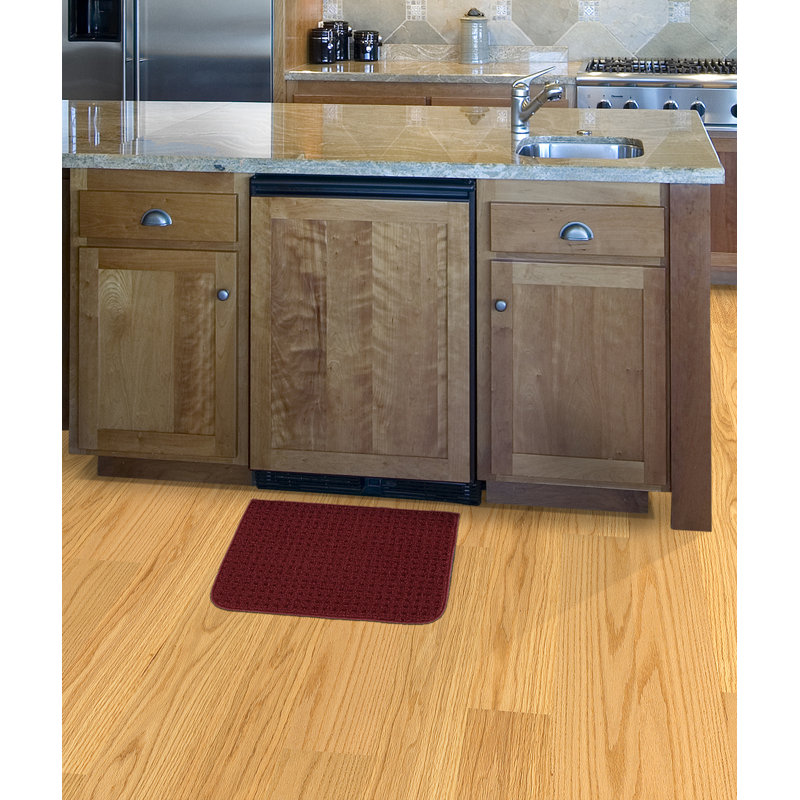 Benji Non-Skid Kitchen Mat, Burgandy, 18' W x 30' L