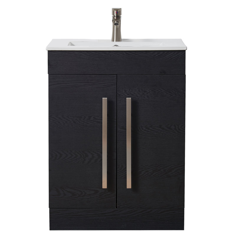 Pacifica 24'' Modern Free-standing 2-Drawer Single Bathroom Vanity Set, Black