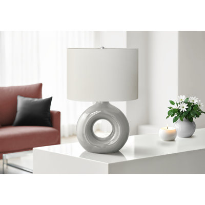 Lighting, 24 po, lampe de table, céramique, abat-jour ivoire / crème, contemporain, moderne