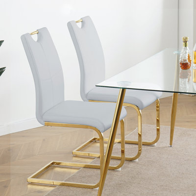 Faux Leather modern dining chairs, kitchen chairs, dinning chairs with Chrome Metal Legs
