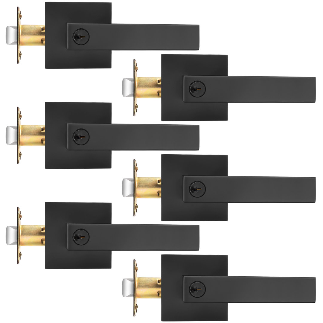 Keyed Alike Entry Door Locksets, Square Door Levers (Set of 6) Probrico 