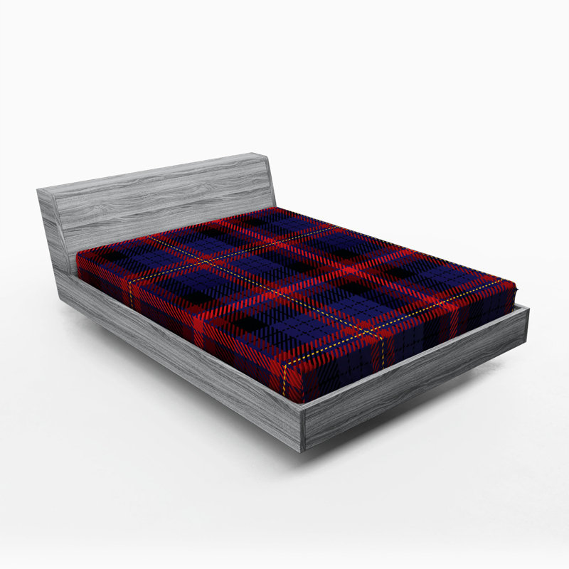 Microfiber Fitted Sheet, Black/Red Plaid, Queen Fitted Sheet