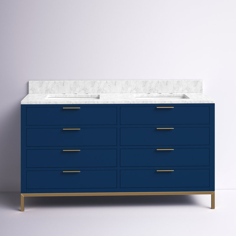 Ensemble de meuble-lavabo double 60 po Gervais, Bleu monarque