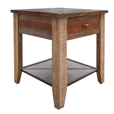 Table de bout en bois massif avec rangement Fena