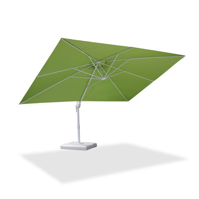 Pole 10' x 13' Rectangular Economical Large Cantilever Green Umbrella with White Base