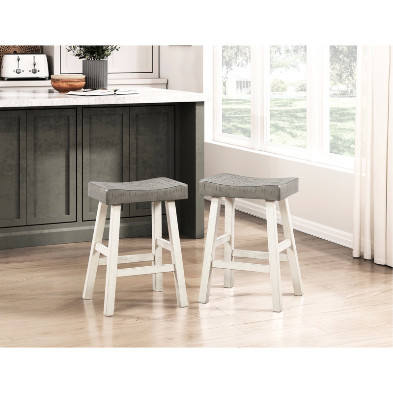 Tabourets de bar transitionnels en bois d'hévéa massif, 2 pièces, 250 lb 2 pièces en bois transitionnel, capacité