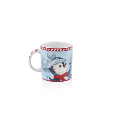 Tasse élégante en céramique, 3,1 x 3,1 x 3,5 po | Capacité de 10,1 oz liq. Blanc avec accents bleus et rouges | 100% céramique, ne va pas au lave-vaisselle ni au micro-ondes | Parfait pour les amateurs de café et les décorations de cuisine élégan