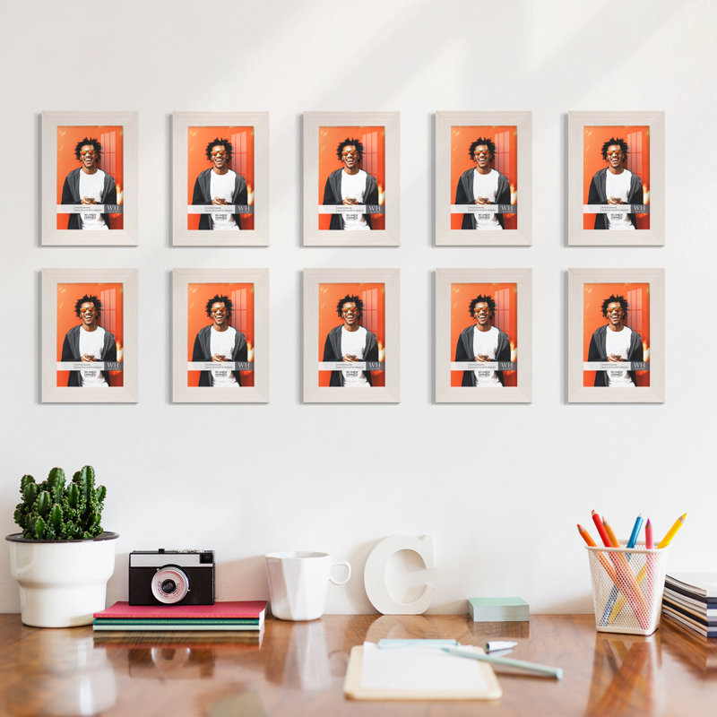 Wood Picture Frame - Set of 10, 4" x 6", White