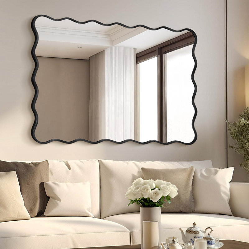 Miroir mural Wavy, Noir