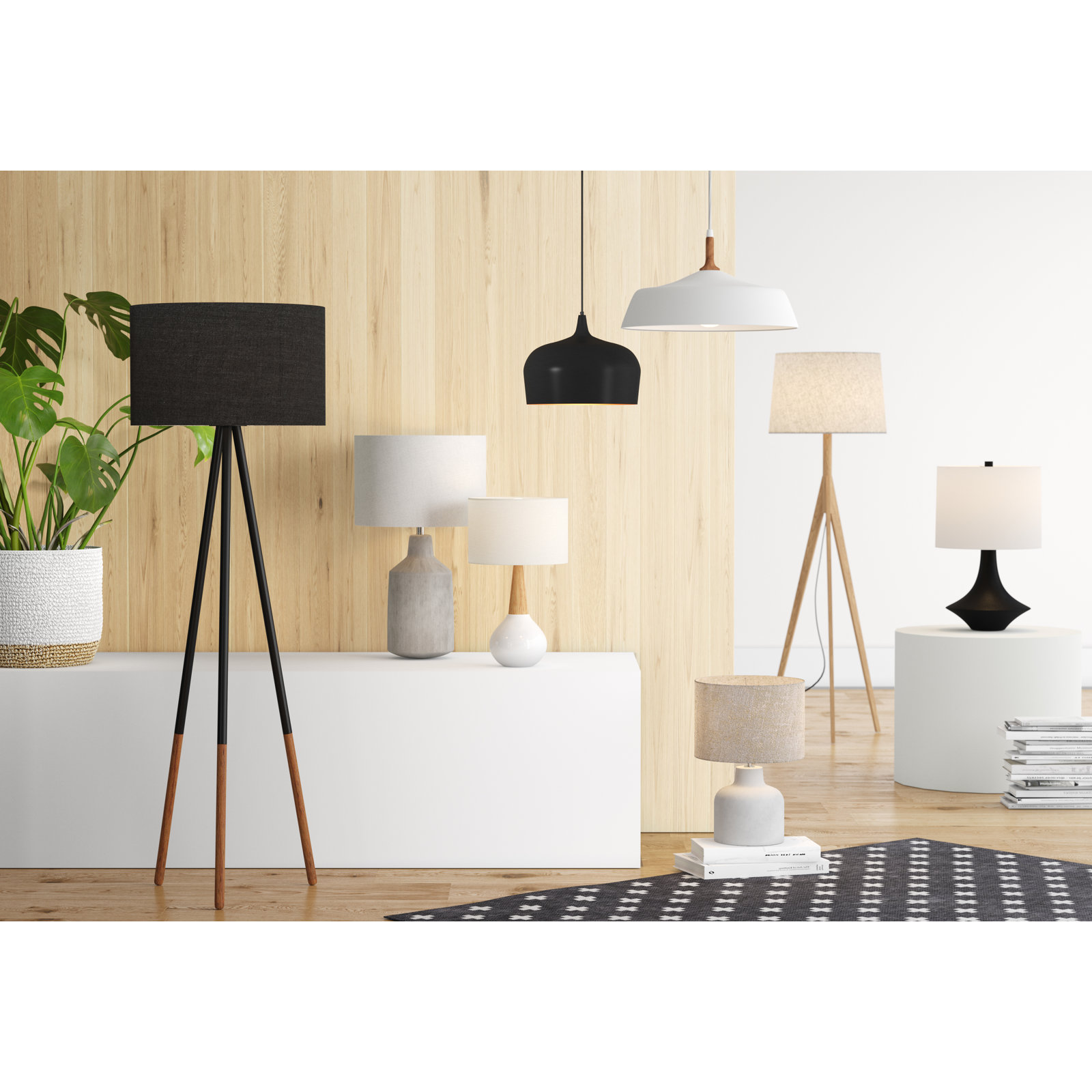 Edmar Single Light Metal Dimmable Pendant, White/Brown