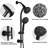Matte Black Spa Shower System With Drill- Stainless Steel Slide And 7 Function Heads Dual Head Bar Modes
