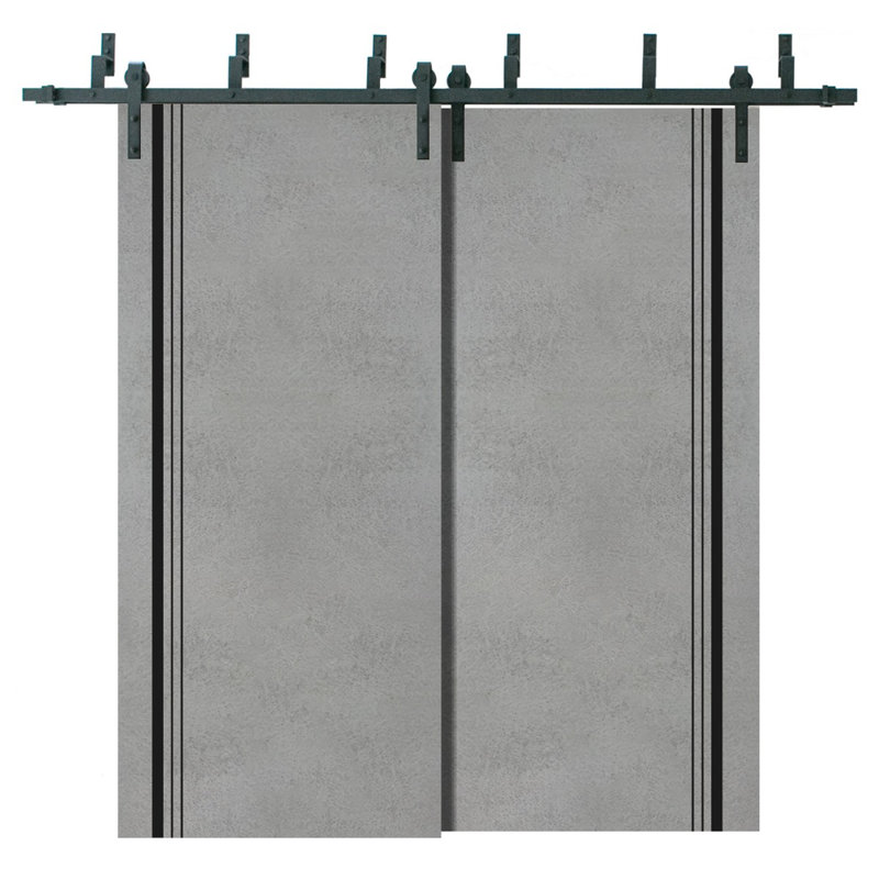 Porte de grange en bois massif massif, Béton, 60 po x 80 po