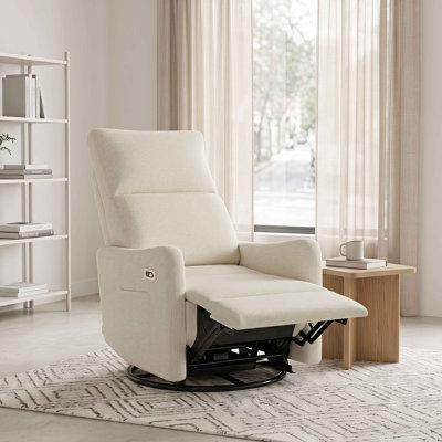 Power Swivel Recliner Chair, 270° Swivel Rocker Chair for Adults, Small Rocking Recliner for Small Spaces, Upholstered Fabric Glider Recliner Nursery,Living Room Chair,Theater Seating