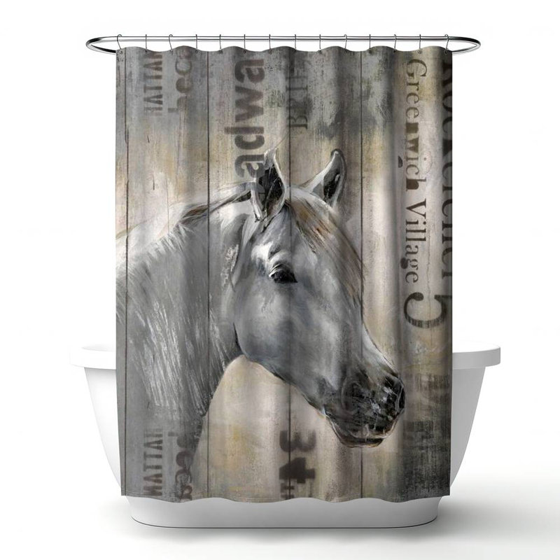 Shower Curtain AN9 – Polyester Shower Curtain, Dye Sublimation Print, 71" W × 74" L