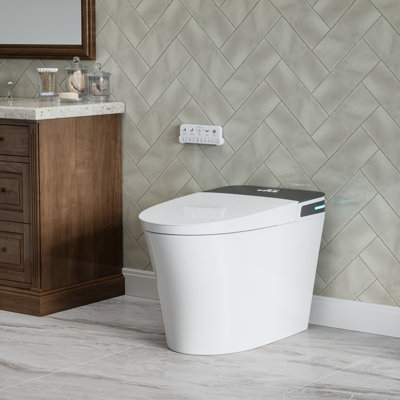 HOROW T37 Smart Bidet Toilet with Auto Open/Close Lid, Instant Warm Water, Heated Seat, Warm Air Dryer and Blackout Flush, 10" Rough-In