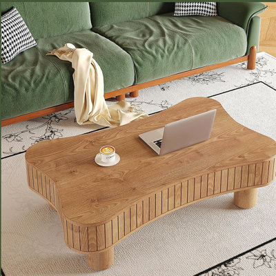 Table basse à plateau relevable avec rangement à panneau cannelé