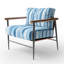 Fauteuil rayé rembourré - bleu et blanc Fauteuil rayé bleu givré