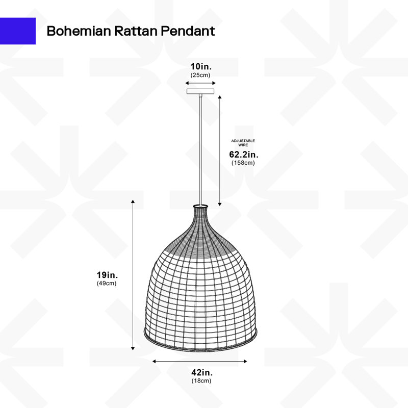 Luminaire suspendu bohémien en rotin