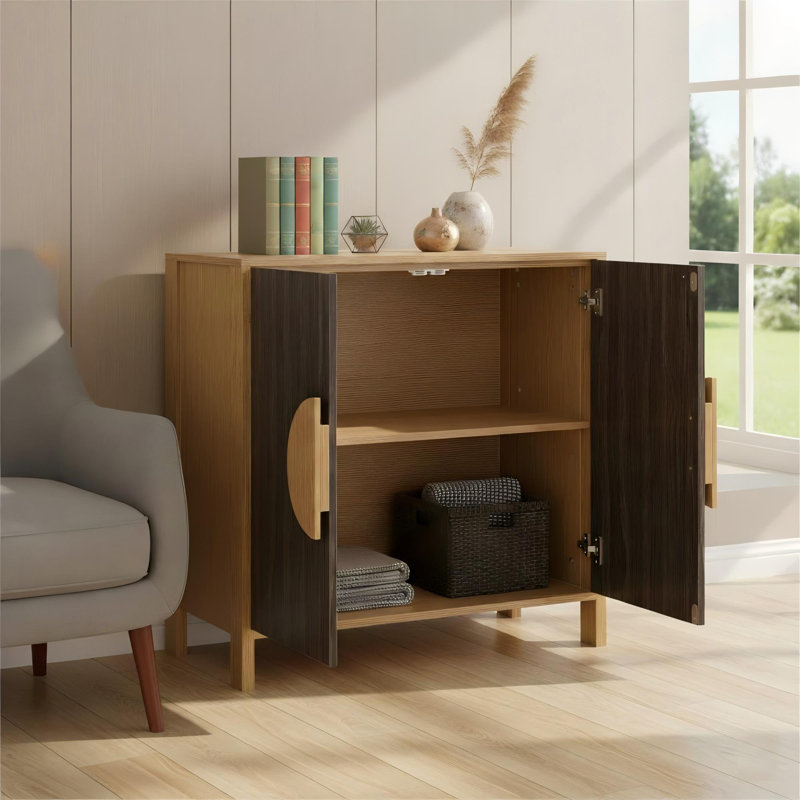 Buffet 63 "Mid-Century moderne avec tablettes réglables, rangement à 4 compartiments et pieds en bois massif