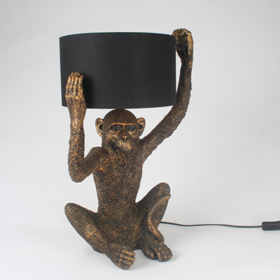 Monkey Holding Lampshade Resin Novelty Table Lamp