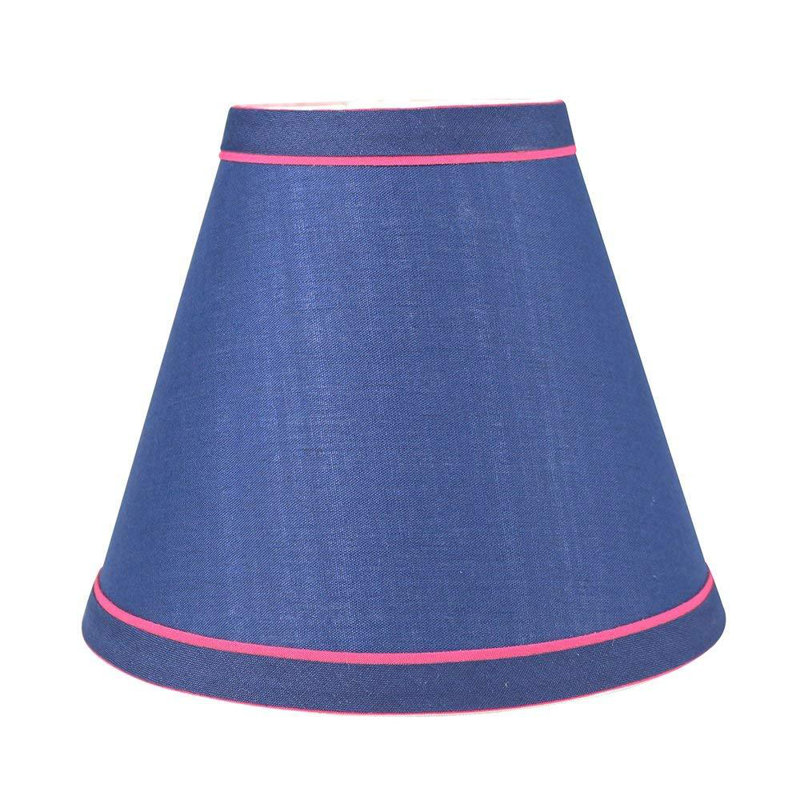 Abat-jour à culot candélabre en soie/brun H 5 po x l 6 po, Marine / Fuchsia
