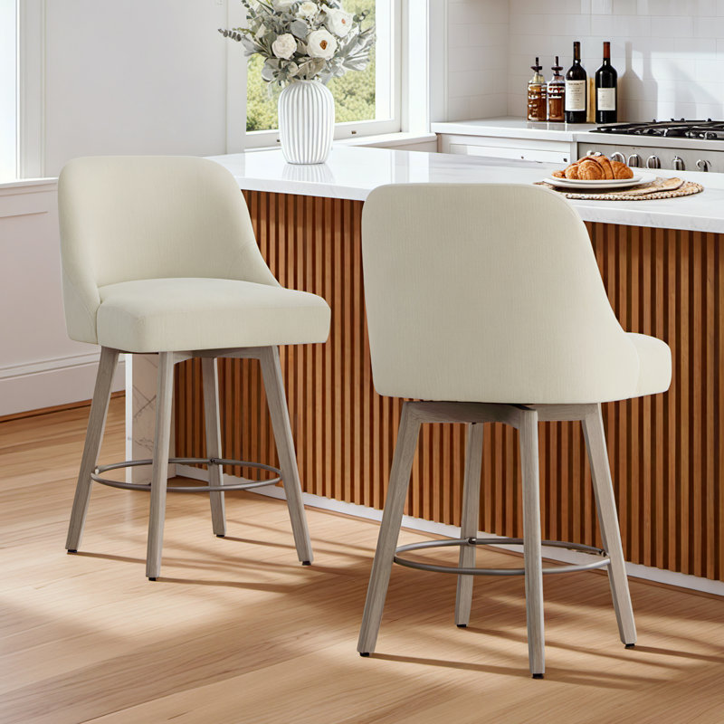 Swivel Upholstered Counter Stool, Beige