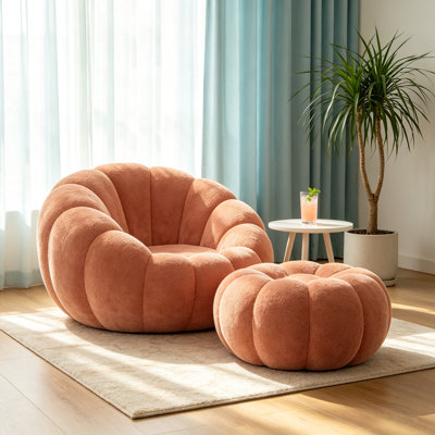 Pumpkin Boucle Lazy Canapé avec repose-pieds Teddy