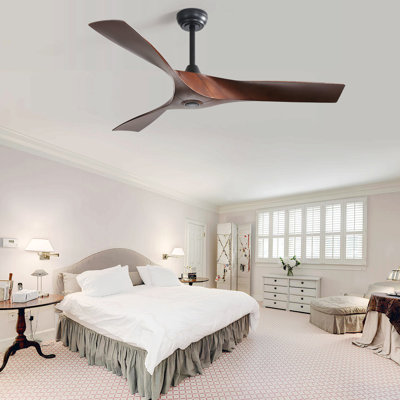 52 Inch Modern Ceiling Fan With 3 ABS Blades Remote Control Reversible DC Motor Without Light For Living Room