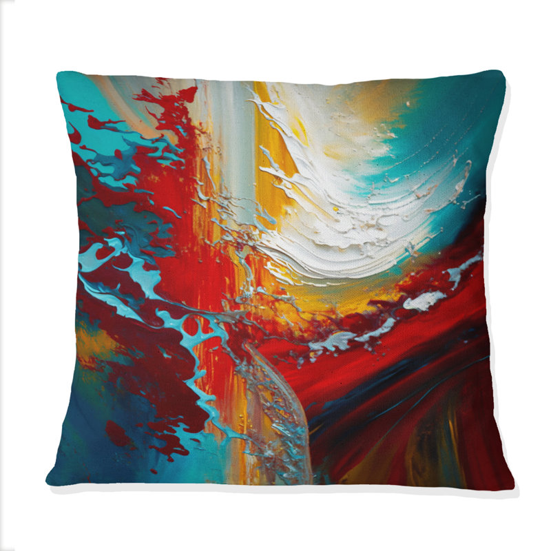 Coussin décoratif imprimé abstrait bleu sarcelle - Reproduction de peinture abstraite