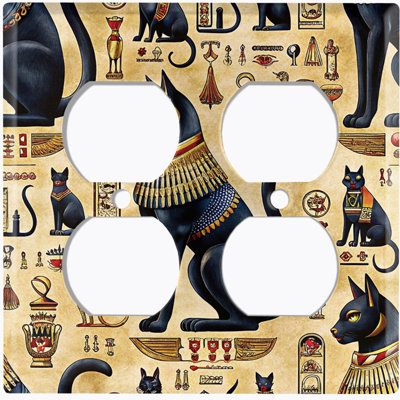 Couvercle de plaque d'interrupteur en métal; Fauteuil à bascule GFI - Hiéroglyphes égyptiens 3 tailles US standard