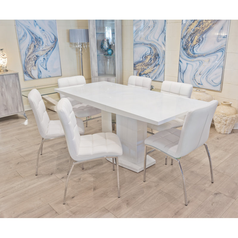 Dubey 6 -Person Butterfly Leaf Dining Set, Grey, White