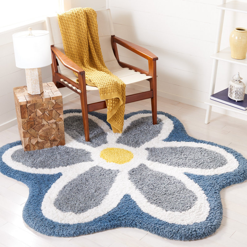 Tapis ivoire / bleu Novelty 902, Rond 6 pi