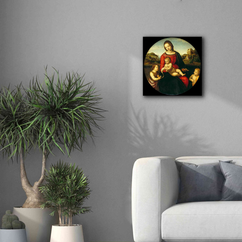 «Madonna with Child, St. John and a Child Saint» par Raphael, art mural sur toile, H 18 po x l 18 po x P 0,75 po