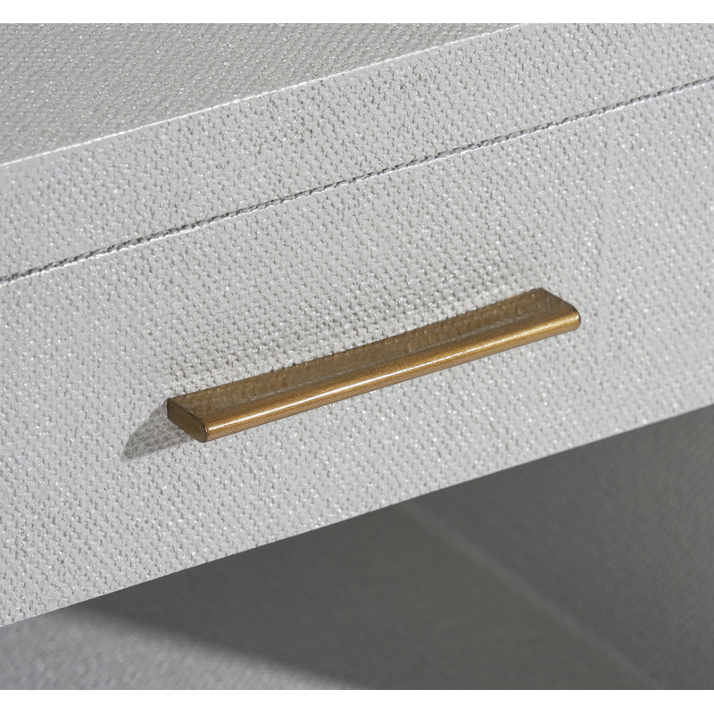 Livia 1 - Drawer Nightstand, Light Gray/Antique Brass