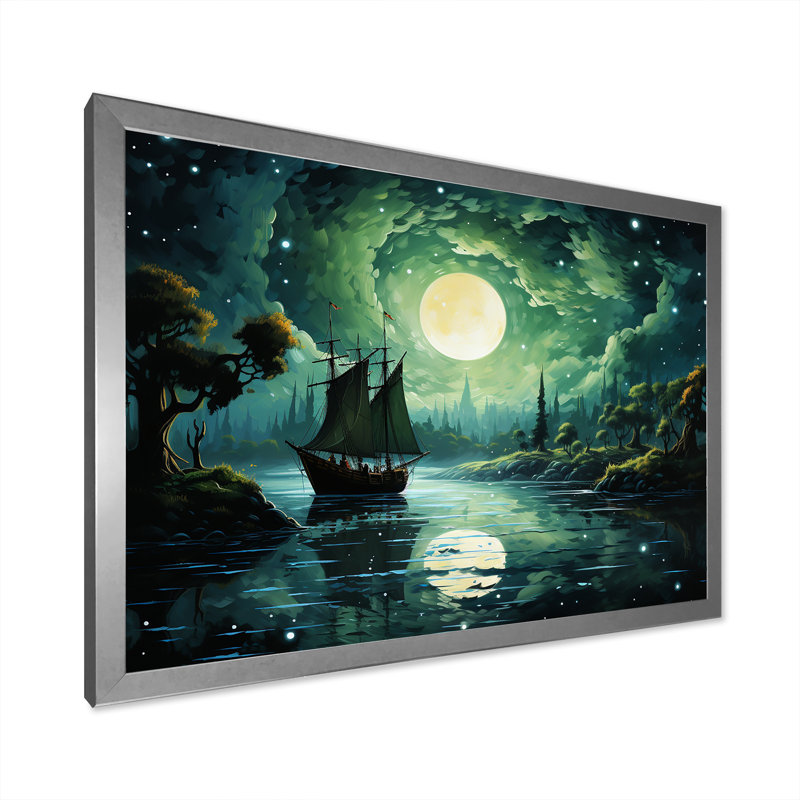 Reproduction d'art sur toile Moonlight, Cadre photo argenté, H 34 po x l 44 po x P 1,5 po
