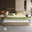 Très grande base de lit Cloud avec tête de lit mobile surdimensionnée et rembourrée, lit tapissier en chenille avec coin rond, support en métal et lattes en bois massif, aucun sommier nécessaire-1951439939