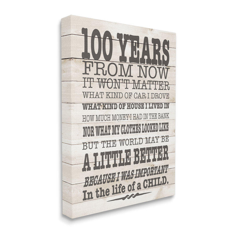 «100 Years From Now Inspiring Teacher Floater» par Jo Moulton, H 30 po x l 24 po x P 1,5 po, Toile tendue