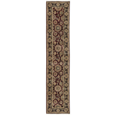Manchuria Wool Oriental Area Rug in Black/Wine